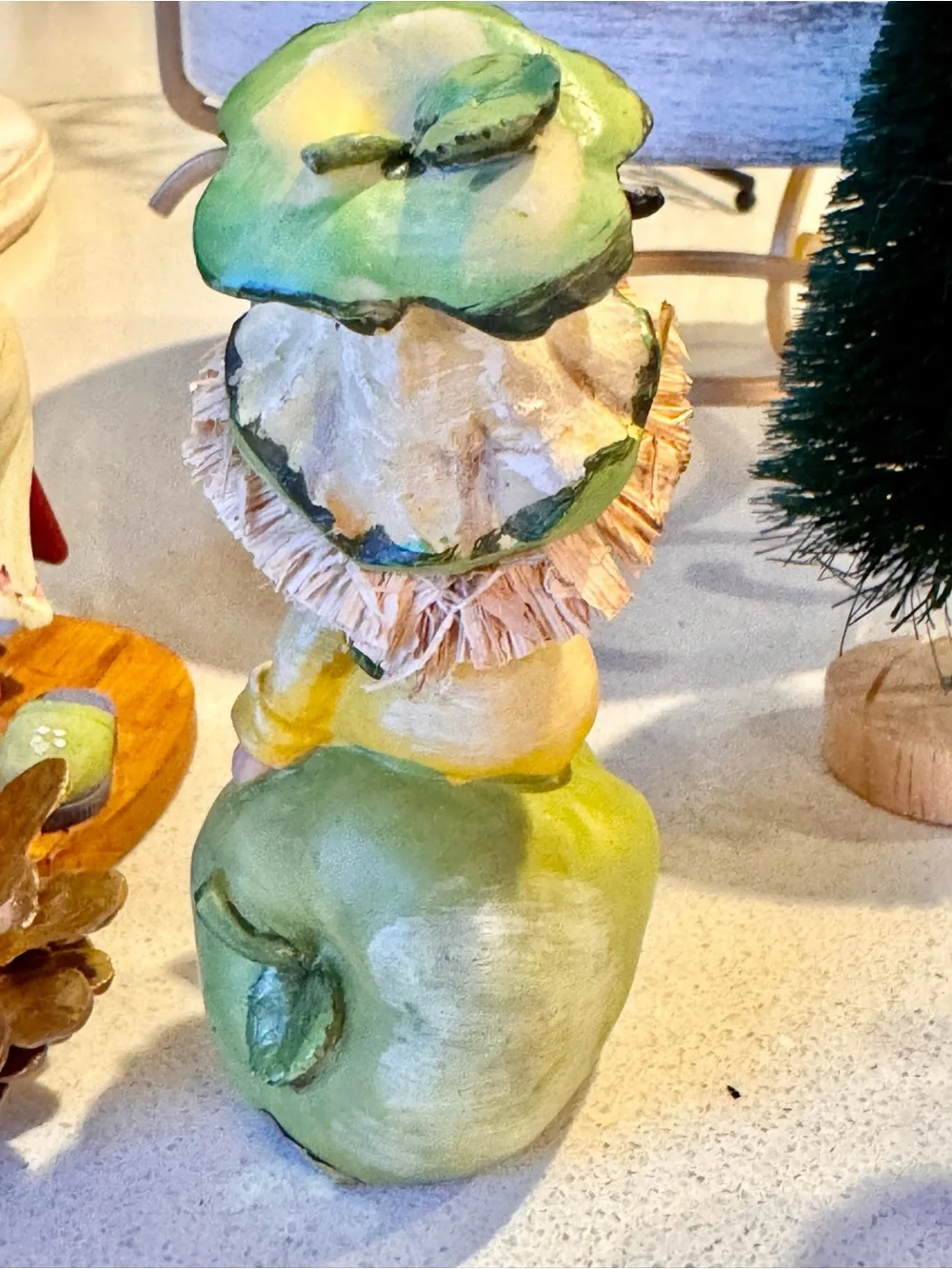 Vintage Whimsical Apple Boy & Girl Shelf Sitter Figurines - Set of 2